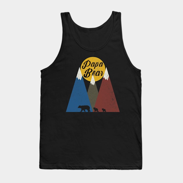 Papa Bear Two Cubs Walking in Mountains Tank Top by CareTees